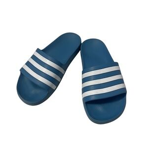Adidas Women's Blue and White Slip On Sandals Size 6.5